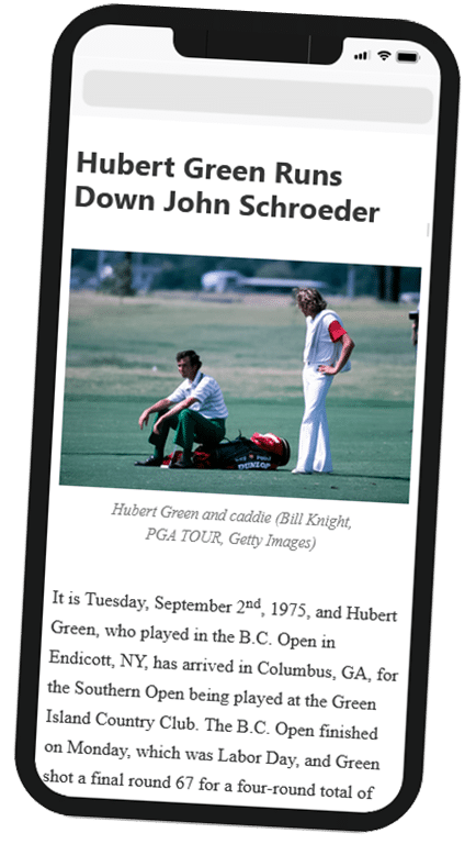 A picture of the Tour Backspin newsletter on Substack on a mobile phone