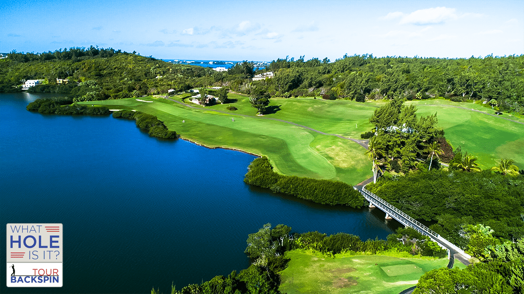 A picture of a golf hole used for the WHAT HOLE IS IT? contest from Tour Backspin