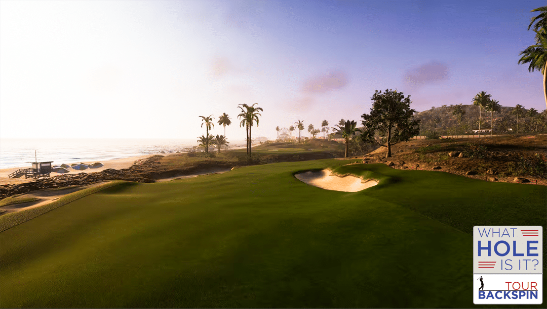 A picture of a golf hole used for the WHAT HOLE IS IT? contest from Tour Backspin