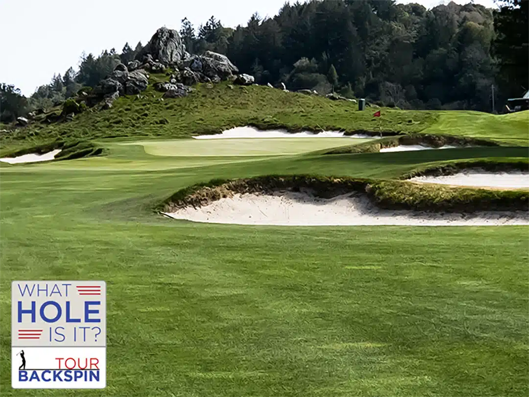 A picture of a golf hole used for the WHAT HOLE IS IT? contest from Tour Backspin